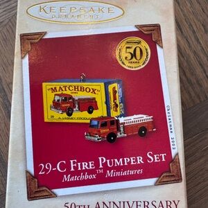 Hallmark Keepsake Fire Pumper Set - Red and White